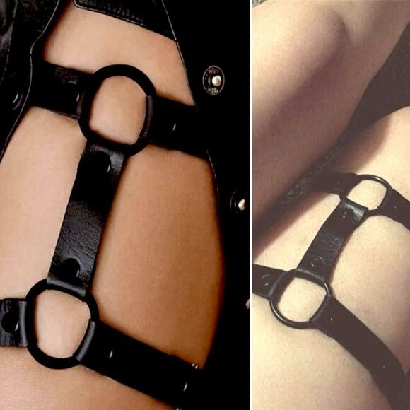🫦 Black O-Ring 🫦 Leather Thigh-Belt l Unisex l New - Picture 6 of 6